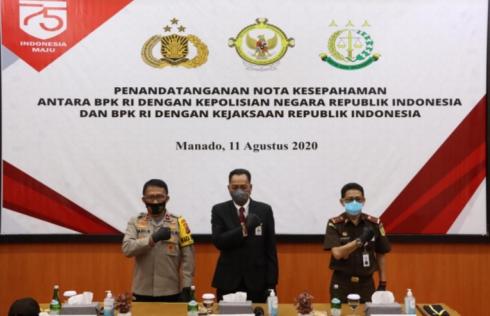 BPK, Kepolisian Daerah Serta Kejaksaan Tinggi Sulawesi Utara Lakukan Penandatanganan Nota Kesepahaman