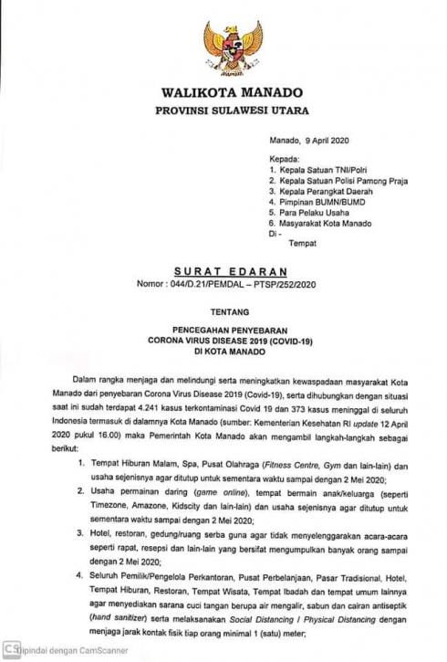 Pemkot Manado Perpanjang Masa Penutupan Sementara Tempat Hiburan Malam