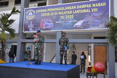 Latihan Penanggulangan Dampak Wabah Covid-19 di Lantamal VIII Berakhir