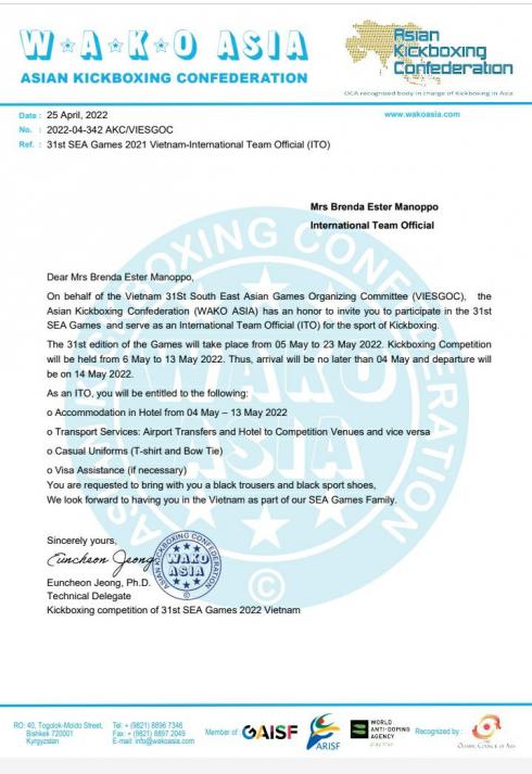 Brenda Manoppo Wakili Sulut jadi Wasit Kick Boxing SEA Games Hanoi