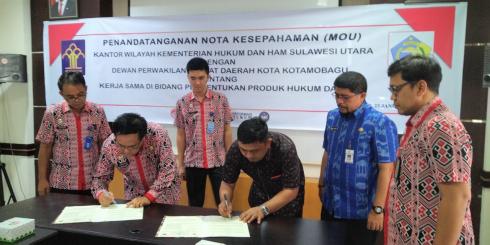 Soal Perda, DPRD Kotamobagu MOU Dengan Kemenkumham Perwakilan Sulut