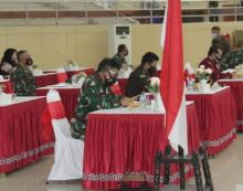 Danlantamal VIII Dampingi Pjs. Gubernur Sulut Ikuti Rakor Nasional Bahas Penyebaran Covid-19 Secara Virtual